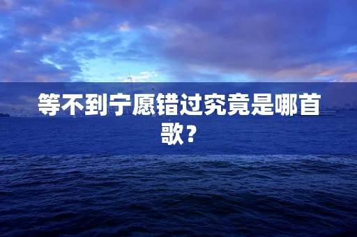 等不到宁愿错过究竟是哪首歌？