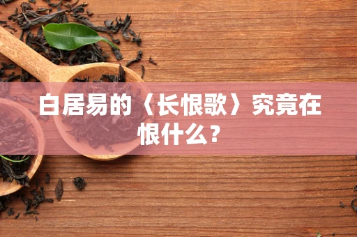 白居易的〈长恨歌〉究竟在恨什么？
