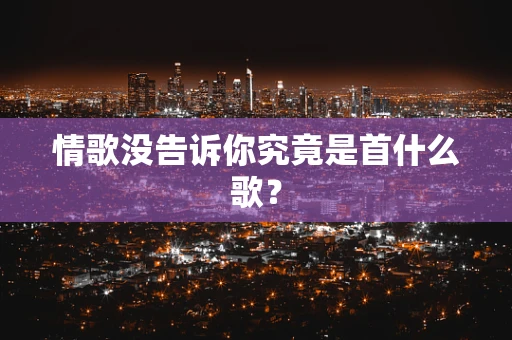 情歌没告诉你究竟是首什么歌？