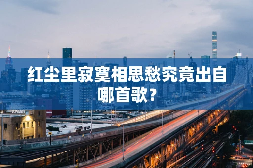 红尘里寂寞相思愁究竟出自哪首歌？